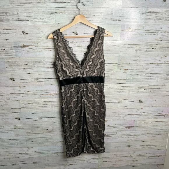 JS collections lace black brown cream size 4 dress - Picture 8 of 9